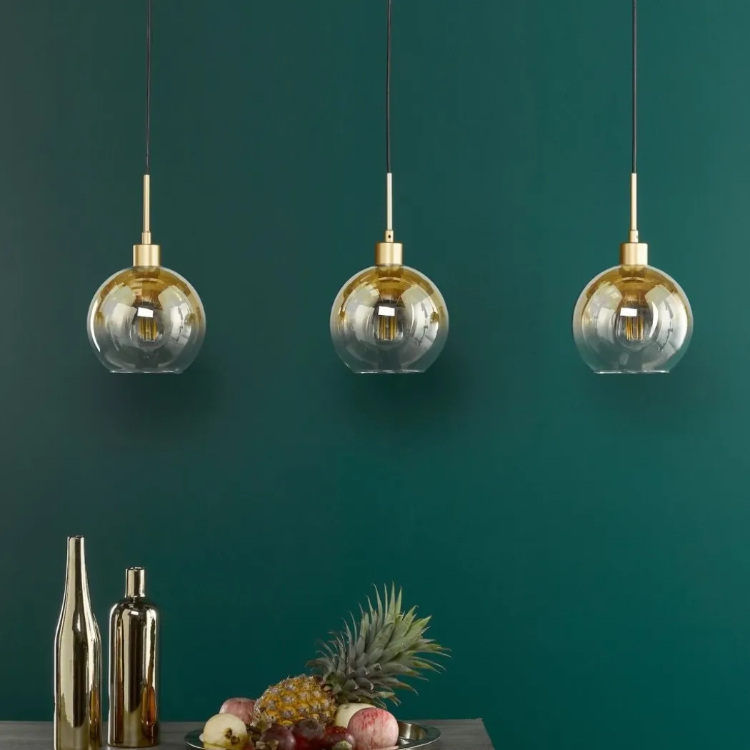Lycia 3 Light Gold & Ombre Glass Ceiling Pendant Bar