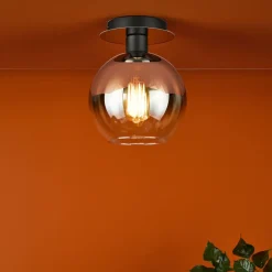 Lycia Black & Ombre Glass Flush Ceiling Light
