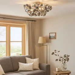 Lyndsay 3 Light Semi Flush Ceiling Light Chrome
