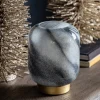 Maeve LED Black & Gold Battery-Powered Glass Table Lamp
