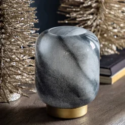 Maeve LED Black & Gold Battery-Powered Glass Table Lamp