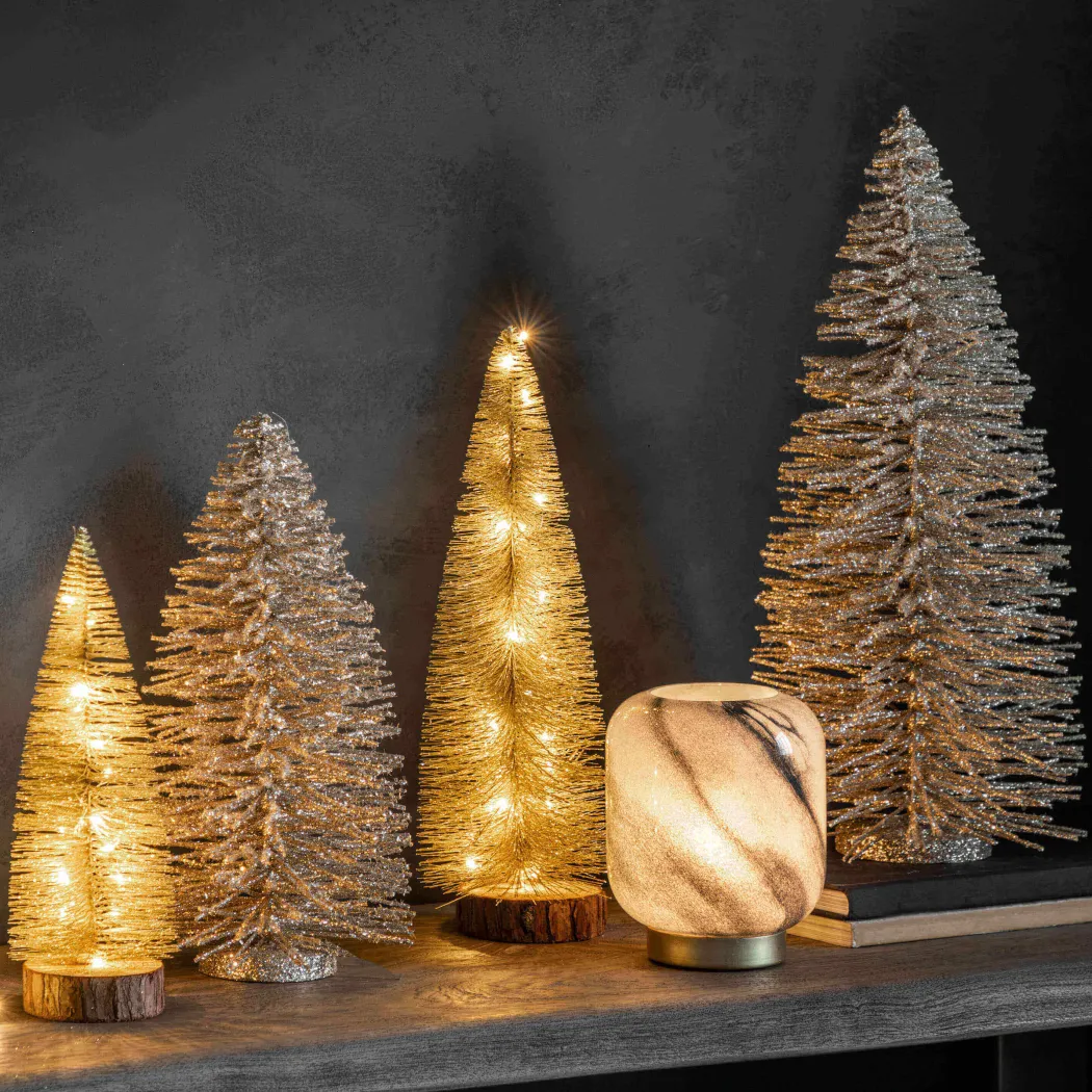 Maeve LED Black & Gold Battery-Powered Glass Table Lamp