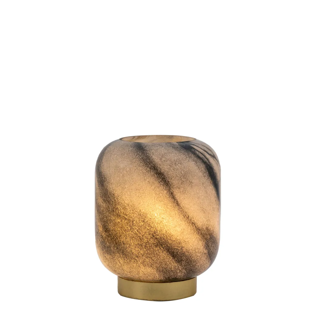 Maeve LED Black & Gold Battery-Powered Glass Table Lamp