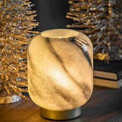 Maeve LED Black & Gold Battery-Powered Glass Table Lamp