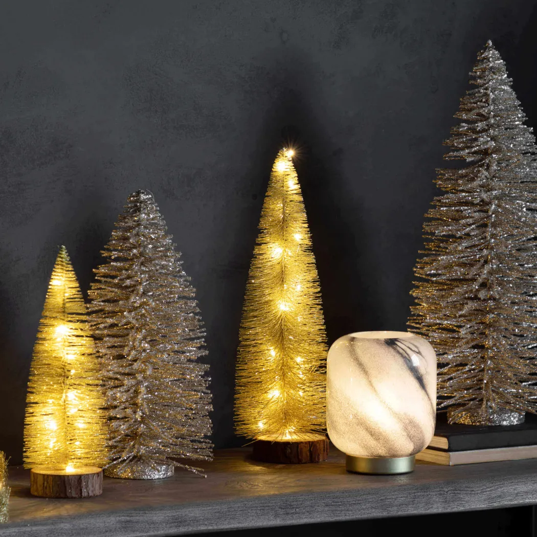 Maeve LED Black & Gold Battery-Powered Glass Table Lamp