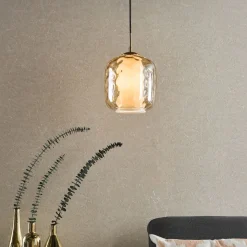 Majella Brass & Champagne Glass Pendant Ceiling Light