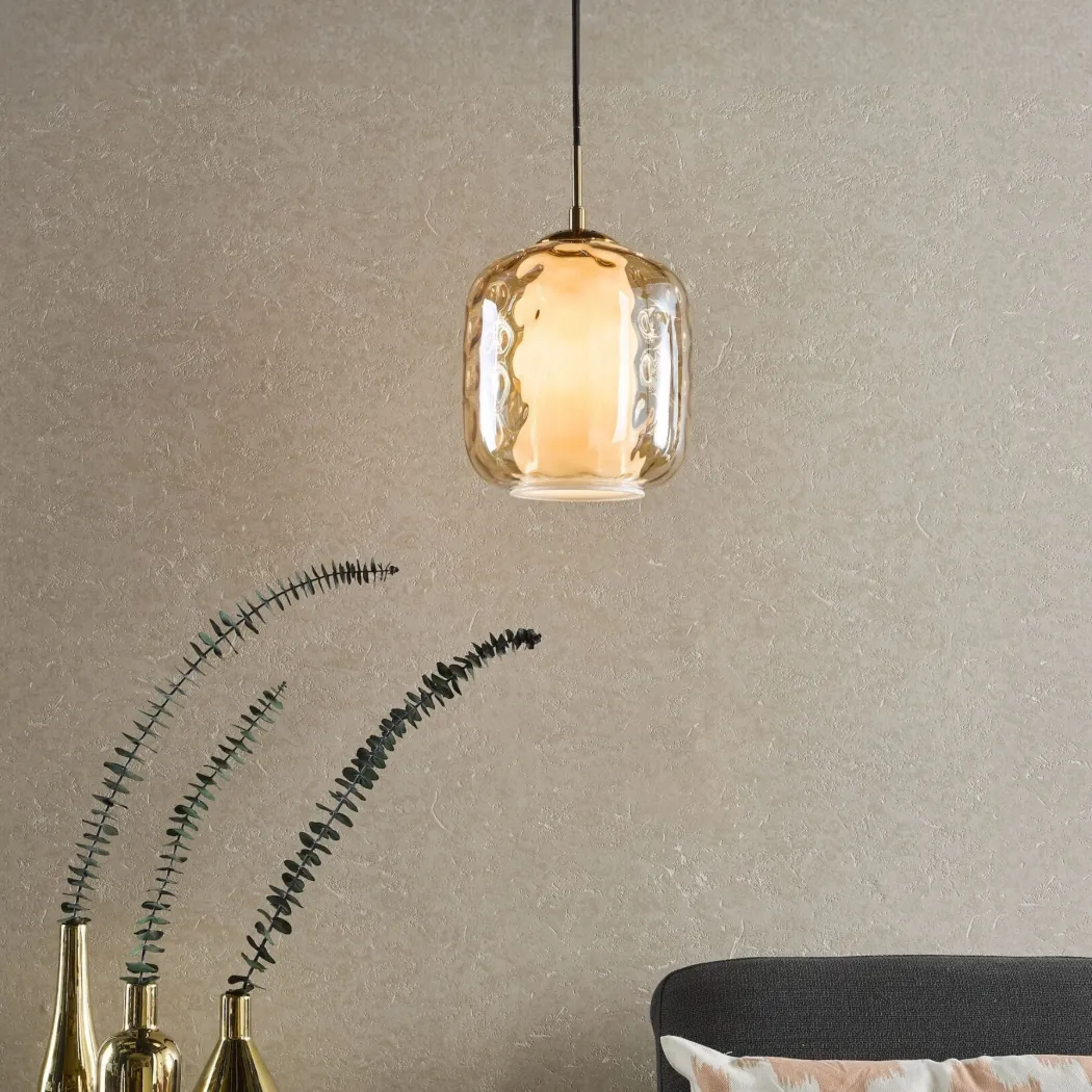 Majella Brass & Champagne Glass Pendant Ceiling Light