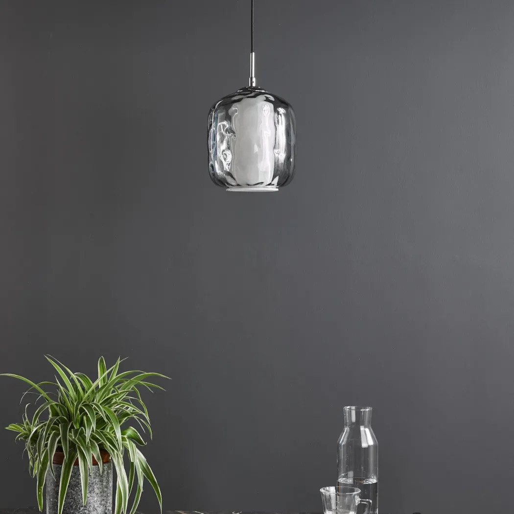 Majella Chrome & Smoked Glass Pendant Ceiling Light