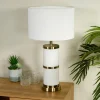 Manning Antique Brass & White Glass Table Lamp