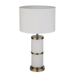 Manning Antique Brass & White Glass Table Lamp