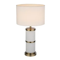 Manning Antique Brass & White Glass Table Lamp