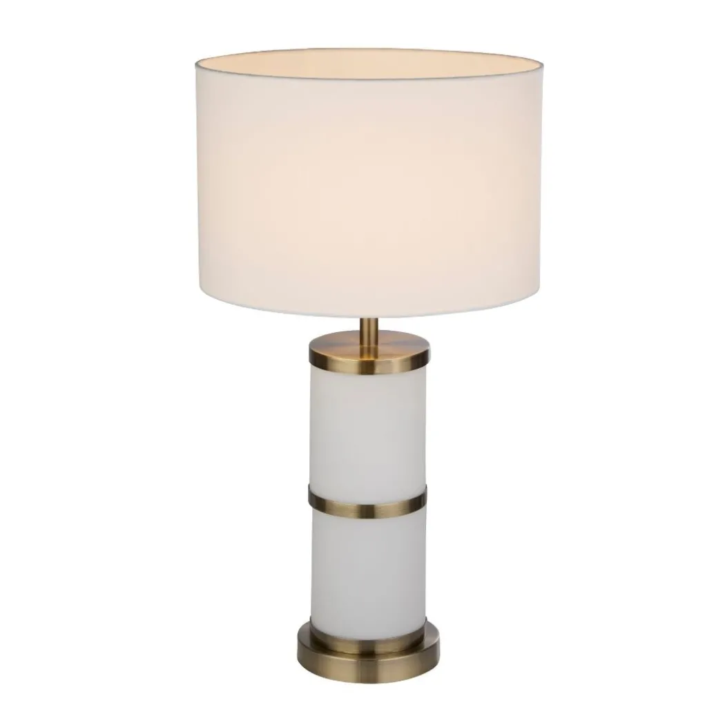 Manning Antique Brass & White Glass Table Lamp