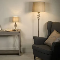 Manor Chrome Table Lamp with Grey Shade