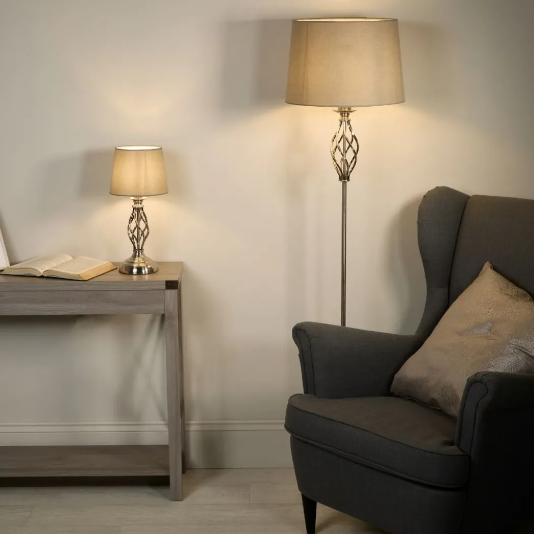 Manor Chrome Table Lamp with Grey Shade