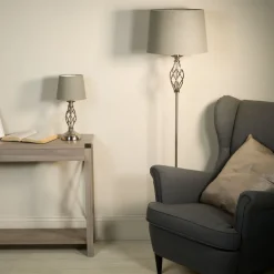 Manor Chrome Table Lamp with Grey Shade