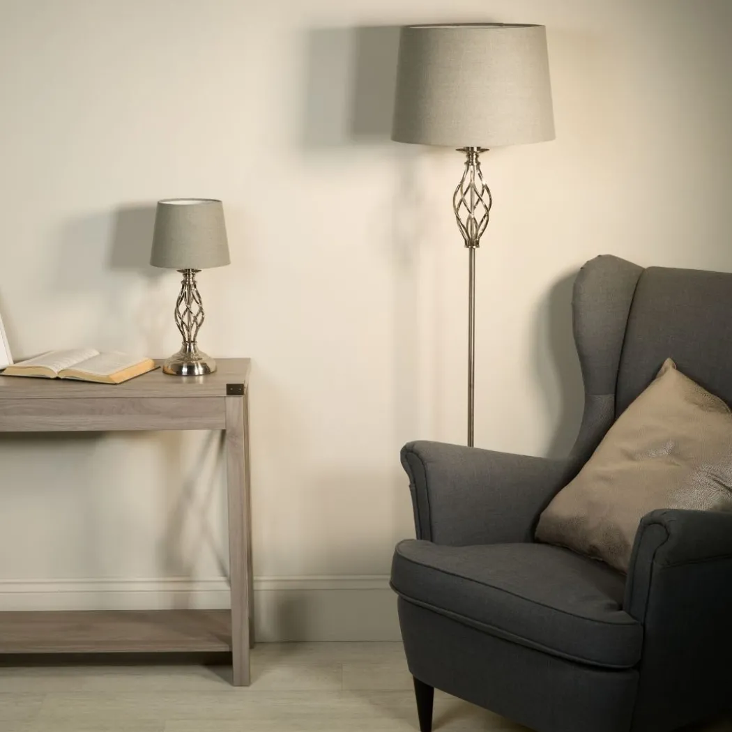 Manor Chrome Table Lamp with Grey Shade