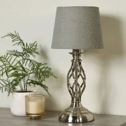 Manor Chrome Table Lamp with Grey Shade