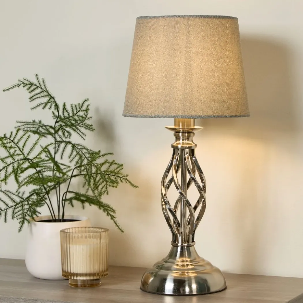 Manor Chrome Table Lamp with Grey Shade