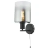 Marcel Matte Black & Smoked Glass Wall Light