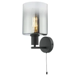Marcel Matte Black & Smoked Glass Wall Light