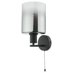 Marcel Matte Black & Smoked Glass Wall Light