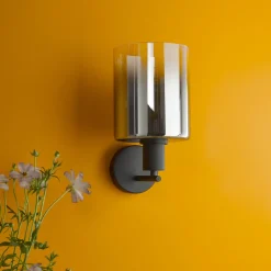 Marcel Matte Black & Smoked Glass Wall Light