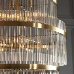 Marietta 21 Light Antique Brass & Glass Pendant Ceiling Light