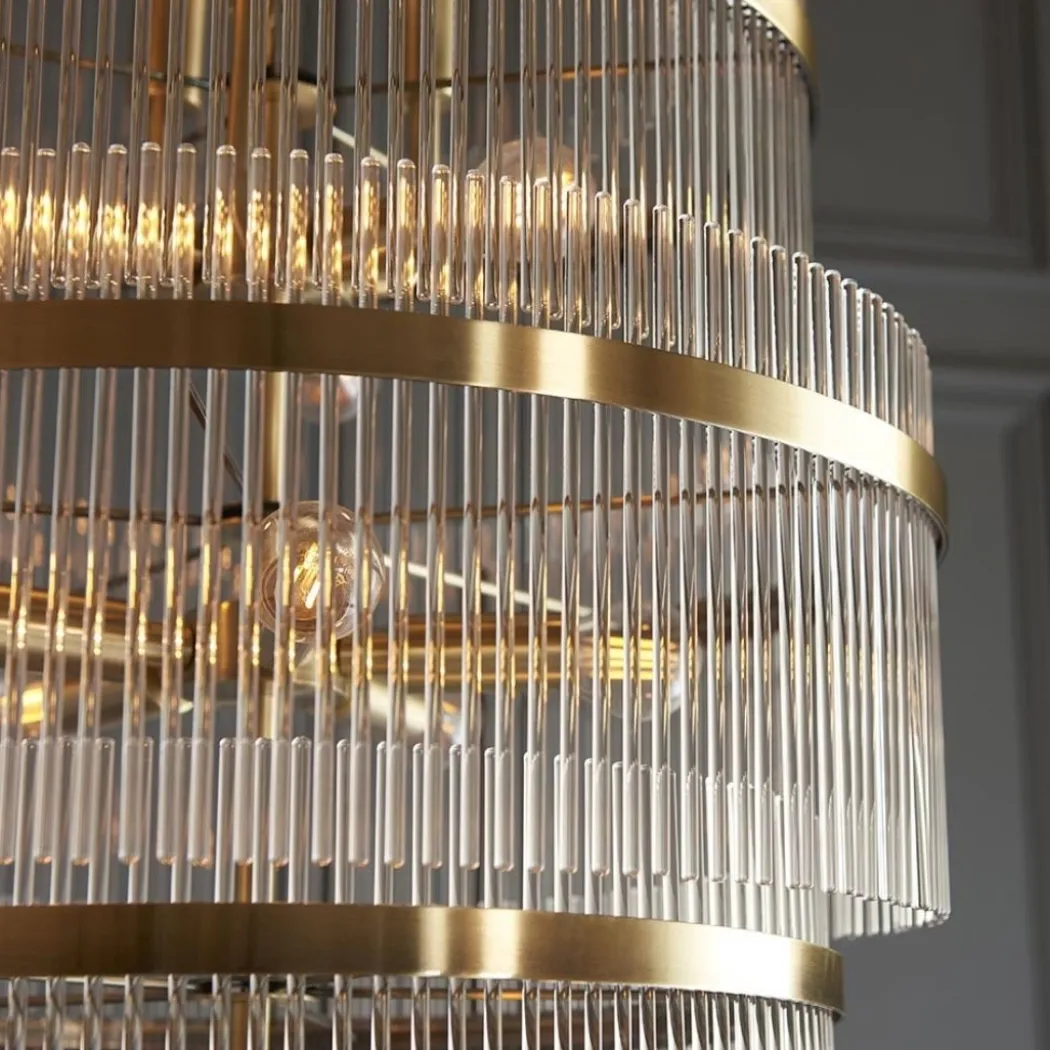 Marietta 21 Light Antique Brass & Glass Pendant Ceiling Light