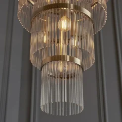 Marietta 21 Light Antique Brass & Glass Pendant Ceiling Light