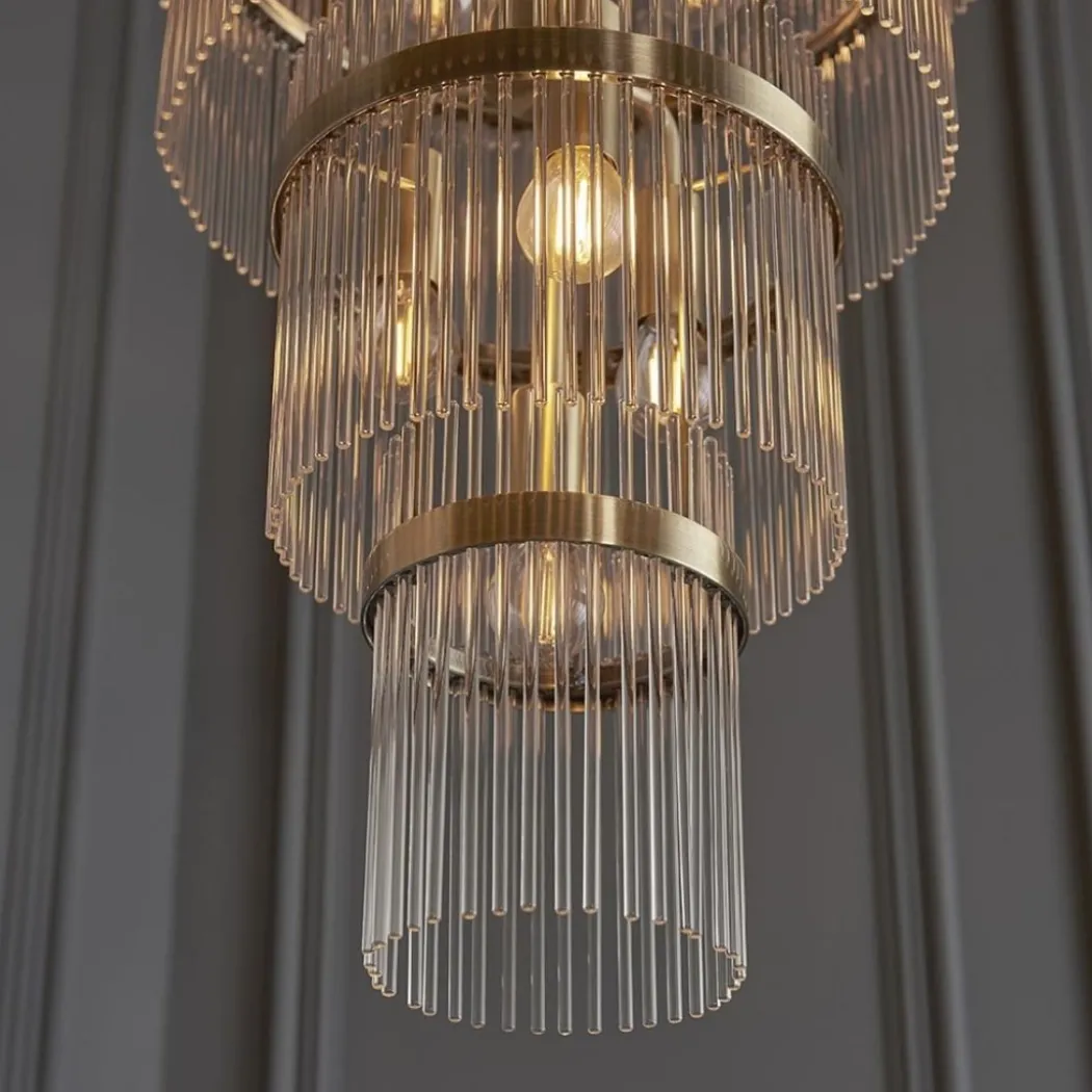 Marietta 21 Light Antique Brass & Glass Pendant Ceiling Light