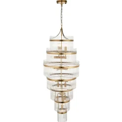 Marietta 21 Light Antique Brass & Glass Pendant Ceiling Light