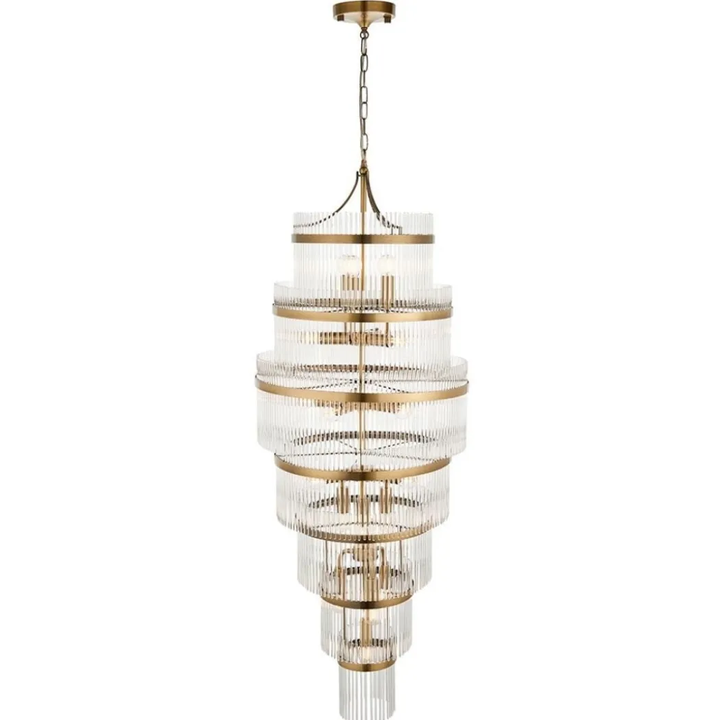 Marietta 21 Light Antique Brass & Glass Pendant Ceiling Light