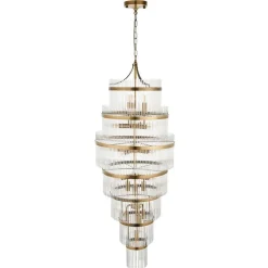 Marietta 21 Light Antique Brass & Glass Pendant Ceiling Light