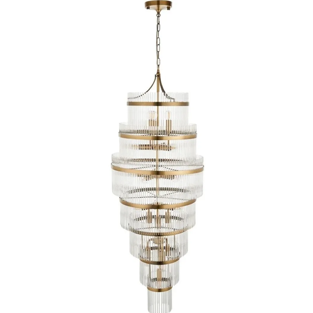Marietta 21 Light Antique Brass & Glass Pendant Ceiling Light