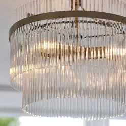Marietta 3 Light Antique Brass & Glass Semi Flush Ceiling Light