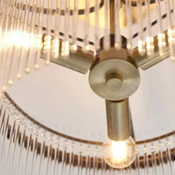 Marietta 3 Light Antique Brass & Glass Semi Flush Ceiling Light