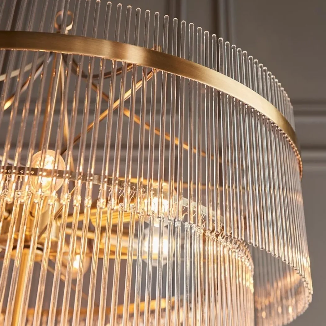 Marietta 16 Light Antique Brass & Glass Pendant Ceiling Light