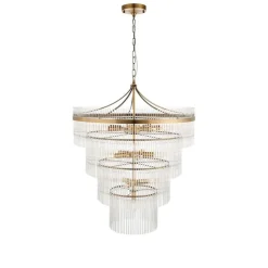 Marietta 16 Light Antique Brass & Glass Pendant Ceiling Light