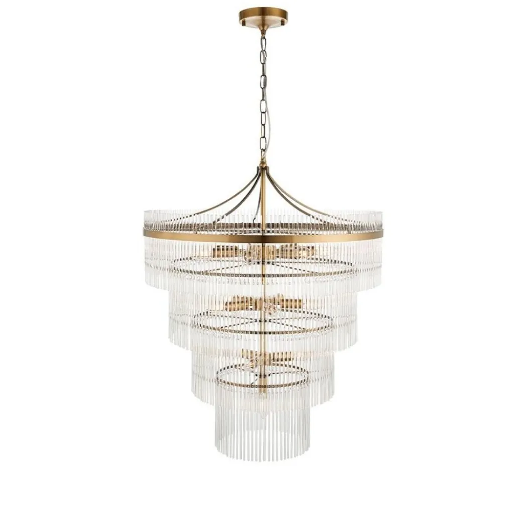 Marietta 16 Light Antique Brass & Glass Pendant Ceiling Light