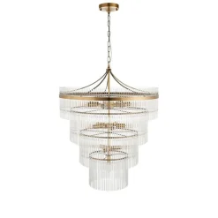 Marietta 16 Light Antique Brass & Glass Pendant Ceiling Light