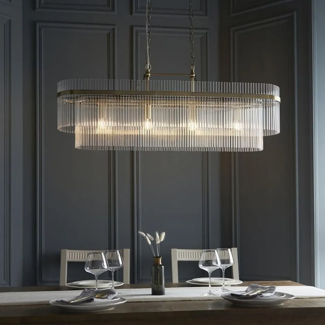 Marietta 4 Light Antique Brass & Glass Ceiling Pendant Bar