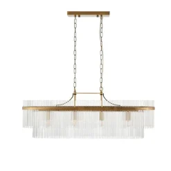 Marietta 4 Light Antique Brass & Glass Ceiling Pendant Bar