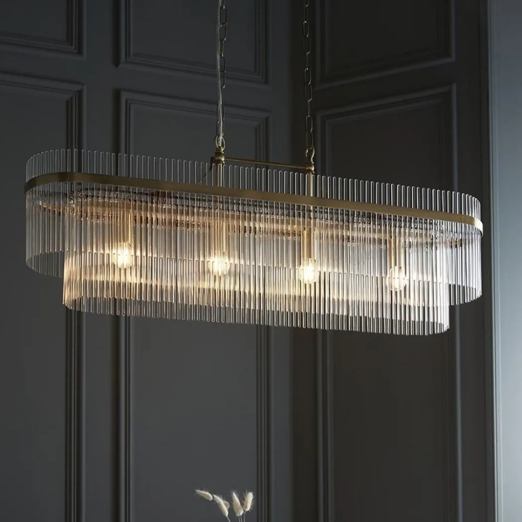 Marietta 4 Light Antique Brass & Glass Ceiling Pendant Bar