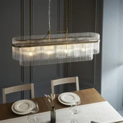 Marietta 4 Light Antique Brass & Glass Ceiling Pendant Bar