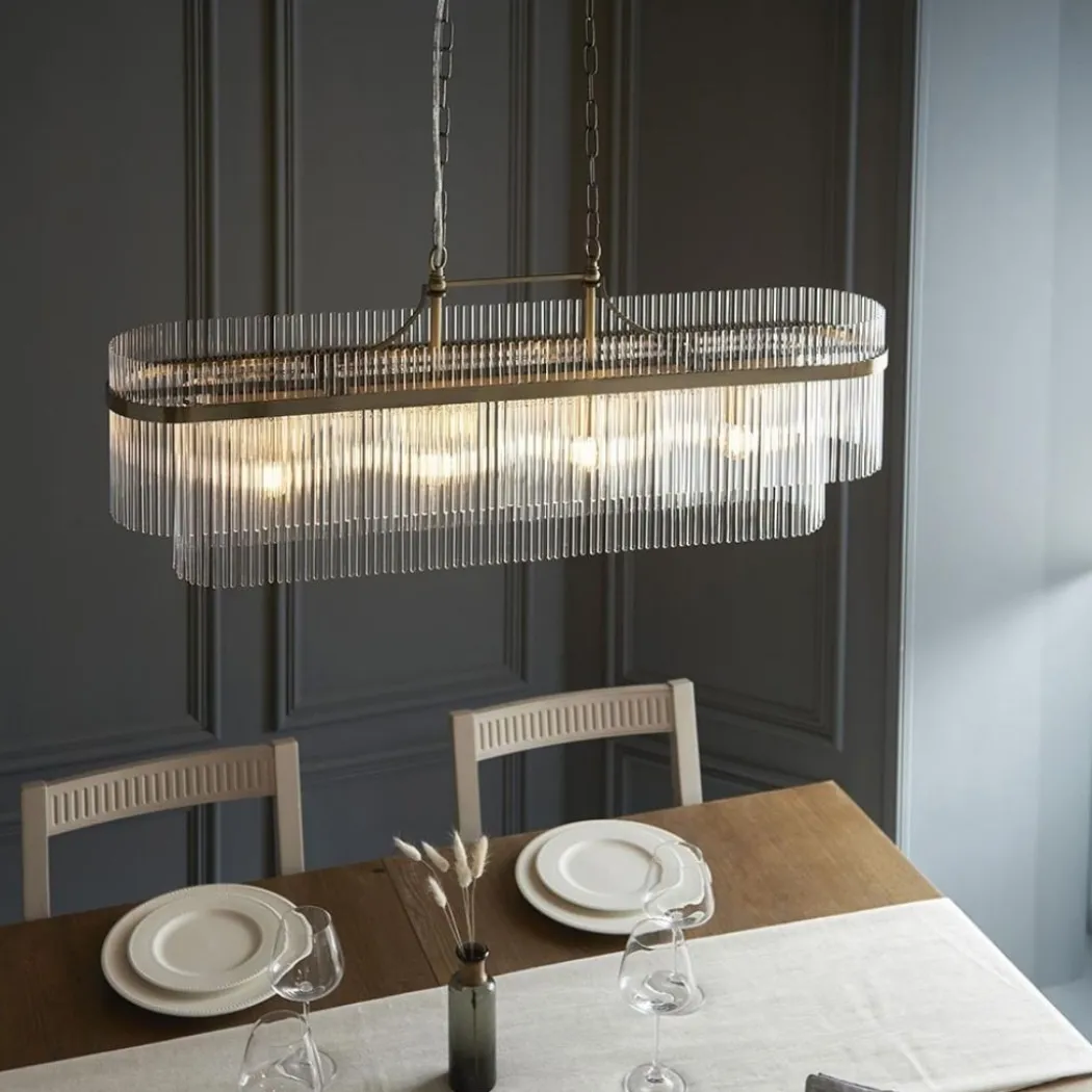 Marietta 4 Light Antique Brass & Glass Ceiling Pendant Bar