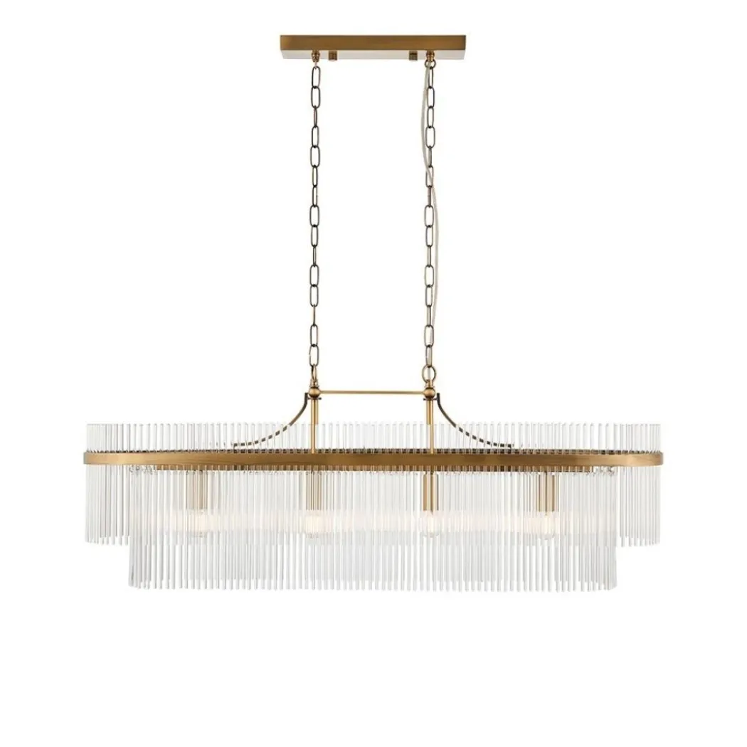Marietta 4 Light Antique Brass & Glass Ceiling Pendant Bar
