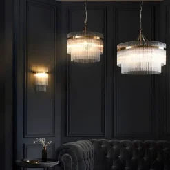 Marietta 3 Light Antique Brass & Glass Pendant Ceiling Light