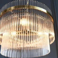 Marietta 3 Light Antique Brass & Glass Pendant Ceiling Light