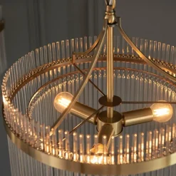 Marietta 3 Light Antique Brass & Glass Pendant Ceiling Light