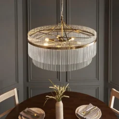 Marietta 7 Light Antique Brass & Glass Pendant Ceiling Light